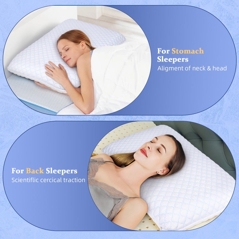 SofGlowly Ultra Thin Flat Pillows for Sleeping, Cooling Memory Foam Pillow 2.75 inch Height Ultra Thin Pillow,Slim Bed Pillows for Stomach Back Sleeper,Standard Size -16x25 Inch - Image 5