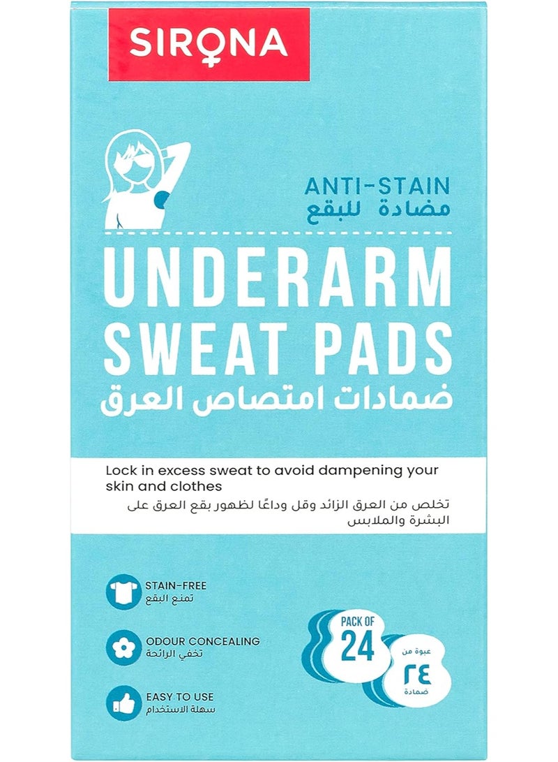 Sirona Disposable Underarm Sweat Pads 24-Pieces Pack, 40.0 grams - Image 1