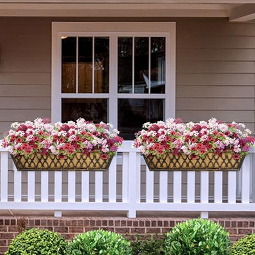Karlliu 6 Pack 24 Inch Window Boxes Planters Railing Planter Box with Adjustable Brackets for Porch Fence Patio Balcony Hanging Flower Baskets with Coco Liners for Outdoor Garden Decor - Bronze - Image 2