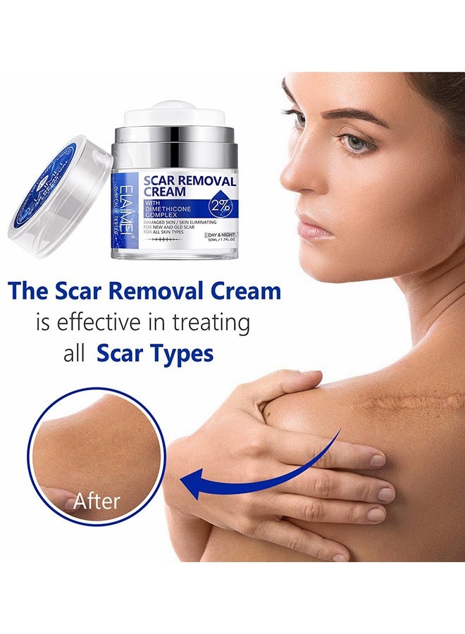 إليمي كريم إزالة الندبات، جل معالجة الندبات المتقدمة، كريم علامات الإصلاح، للندبات الجراحية، كريم تغذية وتفتيح البشرة، ندبات حب الشباب، علامات التمدد - فعال للندبات القديمة والجديدة 50 مل - Image 3