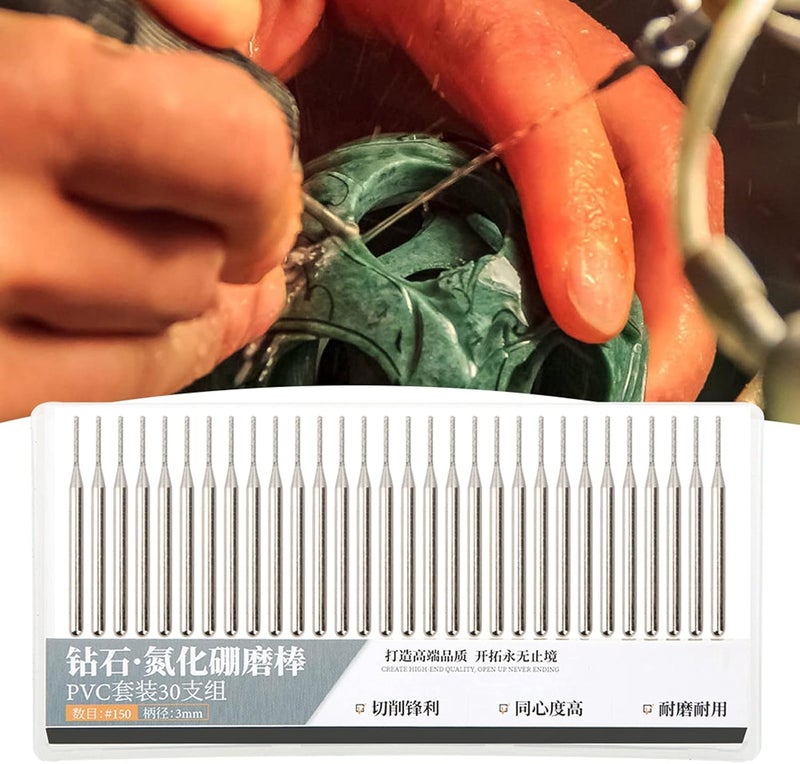 Dioche 30Pcs Grinding Needle Set, Emery Cylindrical Flat Head Electric Grinder Accessories, Suitable for Engraving Machine, High Safety Factor, Easy Storage, 1mm, CNC Milling Adaptor - Image 1