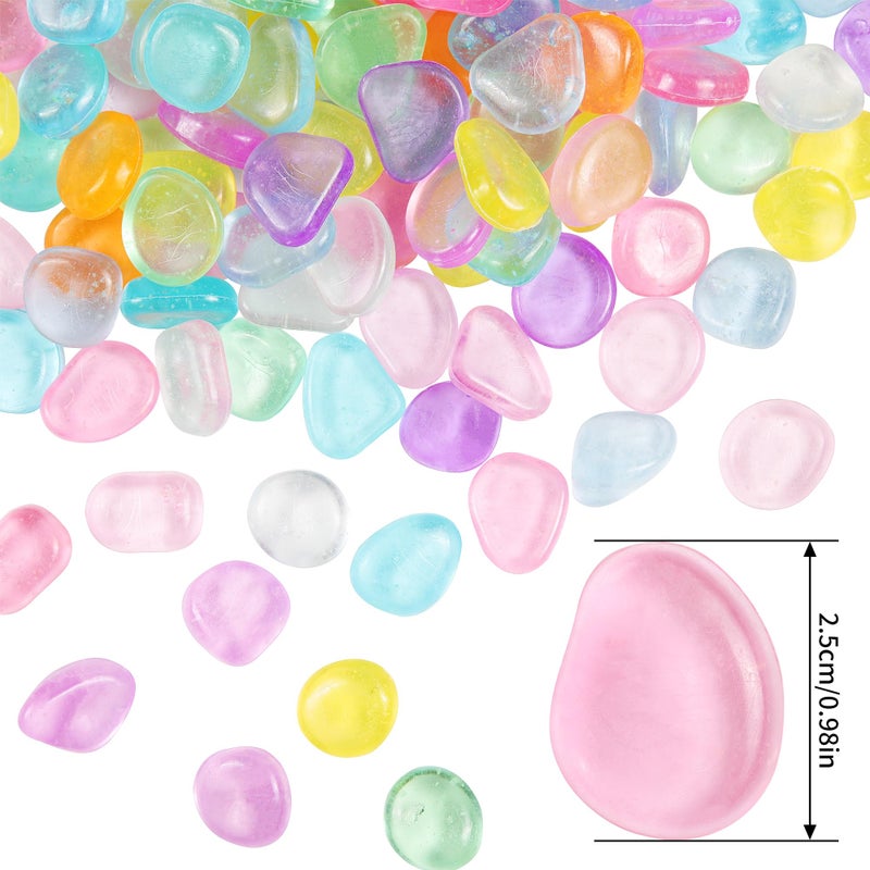 OSOPOLA 150 PCS Glow in The Dark Rocks - Mix Color Luminous Stones Fish Tank Accessories DIY Decor Pebbles for Fairy Garden Yard FD05MX150B - Image 3