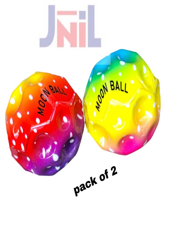 JNiL Moon Ball Toy Bouncy Coral Anti Stress Bouncing for Kids Soft Rubber Bounce Set Playground Gift Boys and Girl Crazy Fun for Children (Pack of 2) - Image 2