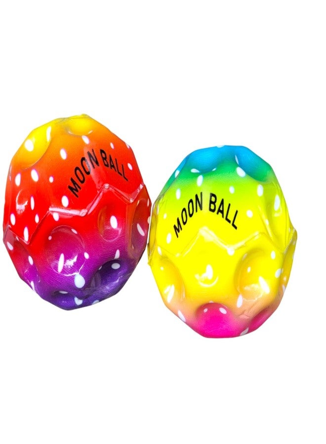 JNiL Moon Ball Toy Bouncy Coral Anti Stress Bouncing for Kids Soft Rubber Bounce Set Playground Gift Boys and Girl Crazy Fun for Children (Pack of 2) - Image 3