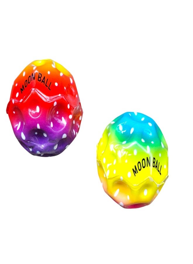 JNiL Moon Ball Toy Bouncy Coral Anti Stress Bouncing for Kids Soft Rubber Bounce Set Playground Gift Boys and Girl Crazy Fun for Children (Pack of 2) - Image 1