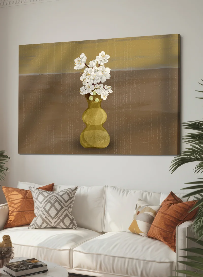 LOWHA Canvas Wall Art Stretched Over Wooden Frame with Abstract Vase Design