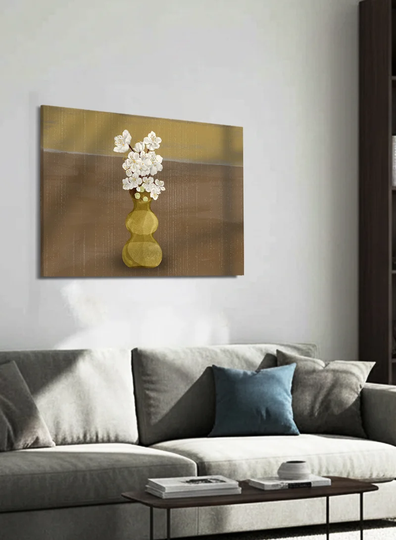 LOWHA Canvas Wall Art Stretched Over Wooden Frame with Abstract Vase Design