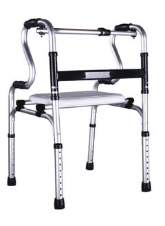 STARMED StarMed Aluminium Walker with Chair, Double Bend, Button Bend, Adjustable Height, Plastic Seat, Mobility Aid Walking support  - Image 1