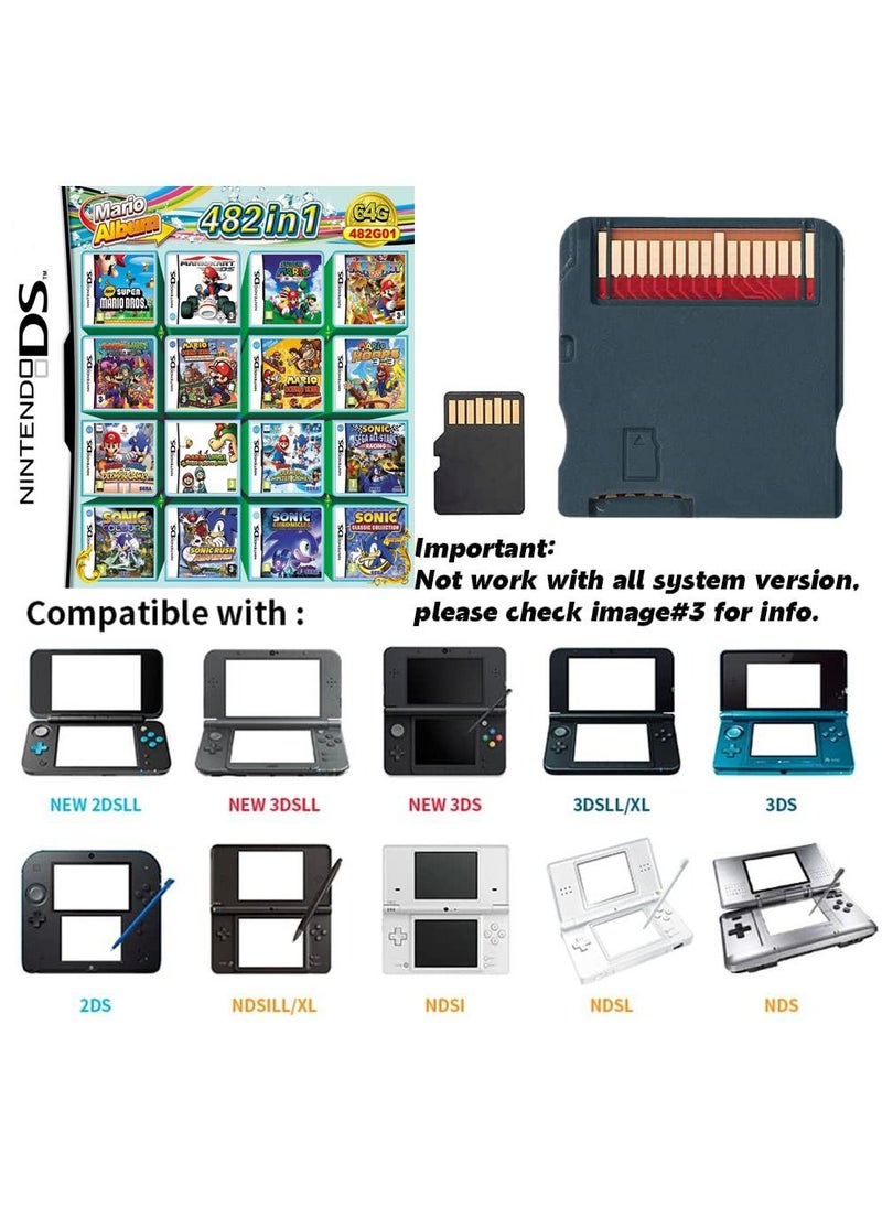 SYOSI - 482 in1 Super Combination Game Card, Contains 482 Classic Retro Games, Suitable for Entertainment Suitable for NDS, NDSi,3DS, New,2DS - Image 1