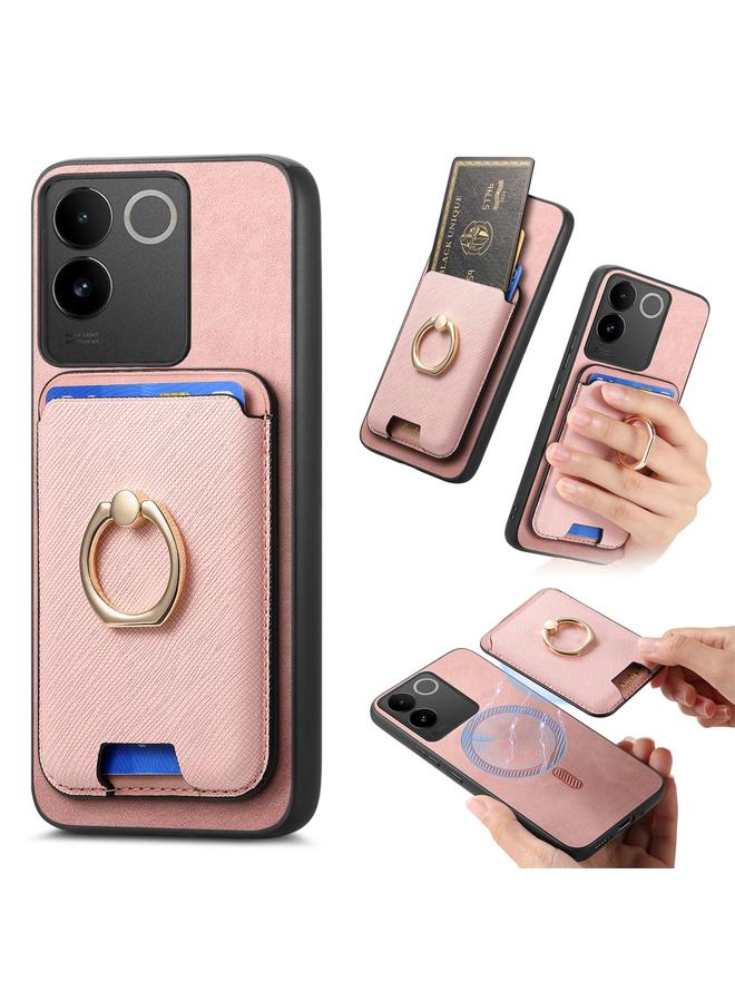 Case For vivo iQOO Neo9 /9 Pro 5G Retro Cross Leather Ring Vertical Insert Card Bag MagSafe Phone Case