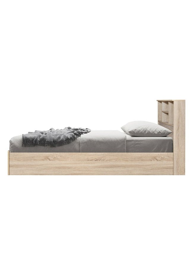 DANUBE HOME Gamorah New 180x200 King Bed Set with 1 Nightstand, Dresser, Mirror & Stool Modern King Size Bed Frame, Stylish Bedroom Furniture Set with Storage & Elegant Design - Sonoma Oak  - Image 5