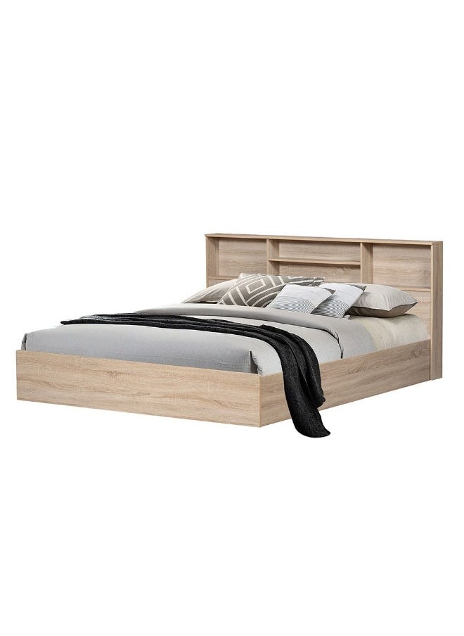 DANUBE HOME Gamorah New 180x200 King Bed Set with 1 Nightstand, Dresser, Mirror & Stool Modern King Size Bed Frame, Stylish Bedroom Furniture Set with Storage & Elegant Design - Sonoma Oak  - Image 2