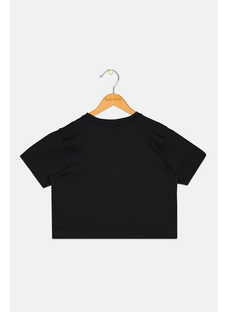 Ellesse - Kids Girl  Sportswear Fit Short Sleeve Outdoor Crop Top, Black - Image 1