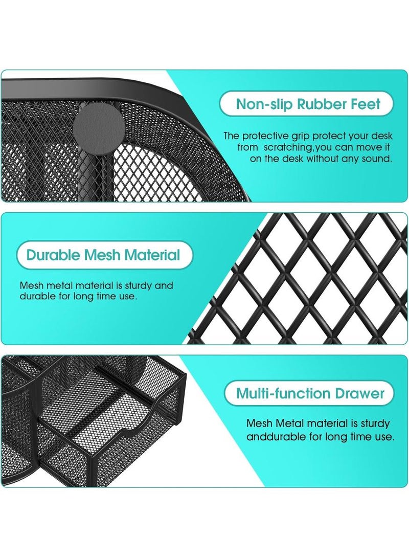 phomemo Mesh Desk Organiser Large Capacity,Desk Tidy Metal Pen Holder with 9 Compartments and 1 Drawer, Multi-functional Stationery Storage Container Box for Kids,Home, Office, School - Image 5