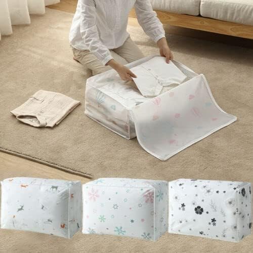 DARKFISH DARKFISH 3 PC Blanket Storage bag Folding Organizer bag Moisture Proof Mildew Proof Dust Proof Water proof Washable Storage Bags for Clothes Jackets Pillows Blankets 3 PACKMULTICOLOR  - Image 3