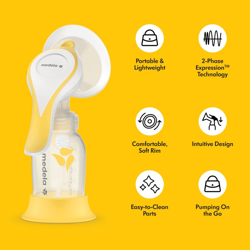 Medela Harmony Manual Breast Pump, Compact Swiss Design with PersonalFit Flex Shields and Medela's 2-Phase Expression Technology - Image 4
