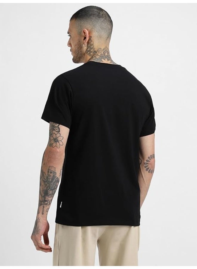 Code Yellow Pack of 2 Premium Cotton Round Neck T-Shirt 180 GSM Bio-Washed Black Half Sleeve - Image 3