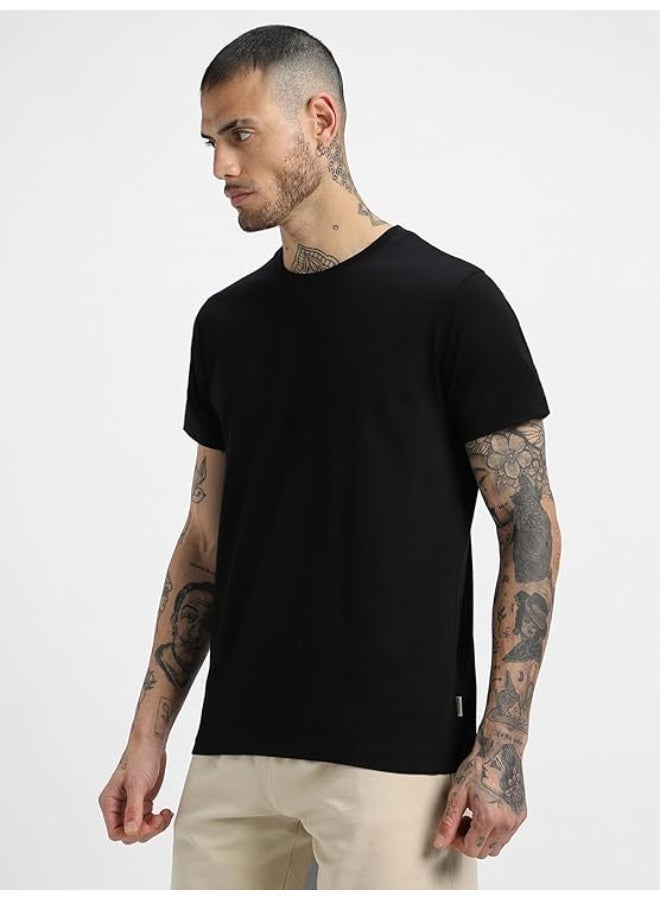 Code Yellow Pack of 2 Premium Cotton Round Neck T-Shirt 180 GSM Bio-Washed Black Half Sleeve - Image 4