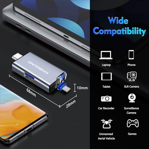 Kinsound Metal Body 6 in 1 with OTG,SD Card Reader,Type C,Lighting,USB&Micro USB,for Memory Card,Portable Card Reader,Compatible with TF, SD, SDHC, SDXC, MMC, RS-MMC, Micro SDXC for Computer & Phones - Image 5