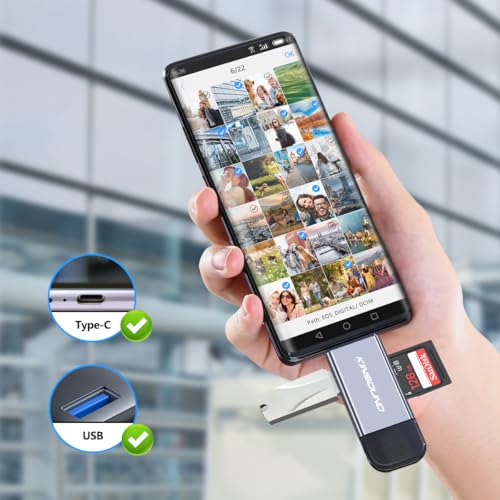 Kinsound Metal Body 6 in 1 with OTG,SD Card Reader,Type C,Lighting,USB&Micro USB,for Memory Card,Portable Card Reader,Compatible with TF, SD, SDHC, SDXC, MMC, RS-MMC, Micro SDXC for Computer & Phones - Image 4