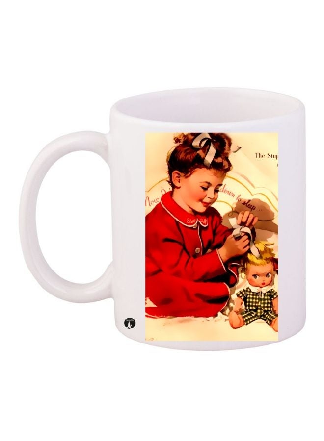 RYN Girl Printed Coffee Mug White/Red/Yellow 11ounce