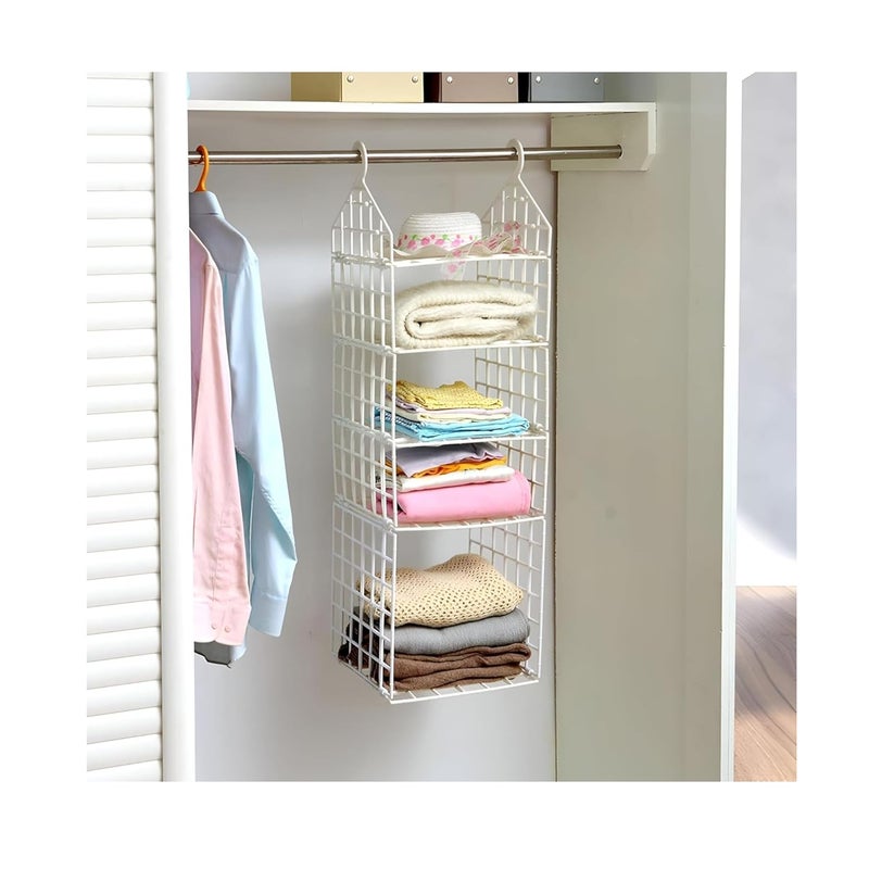 Aktnil 5 Layer Hanging Folding Cloth Rack 5 Layer Folding Clothes Storage Racks Dormitory Closet for Students Wardrobe Shelves Hanging Organizer Storage Holders RacksWhite 1 Pcs - Image 1