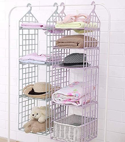 Aktnil 5 Layer Hanging Folding Cloth Rack 5 Layer Folding Clothes Storage Racks Dormitory Closet for Students Wardrobe Shelves Hanging Organizer Storage Holders RacksWhite 1 Pcs - Image 5
