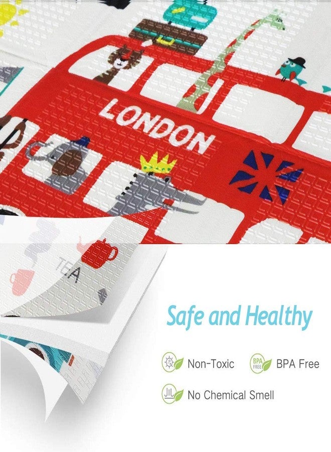 RIGJAK Baby Folding Portable Waterproof Extra Large Size BPA Free Reversible Non Toxic Baby Kids Toddler Learning & Crawling Play Mat (6 x 6.5 FT, Multi Color) (Red London Bus) - Image 5
