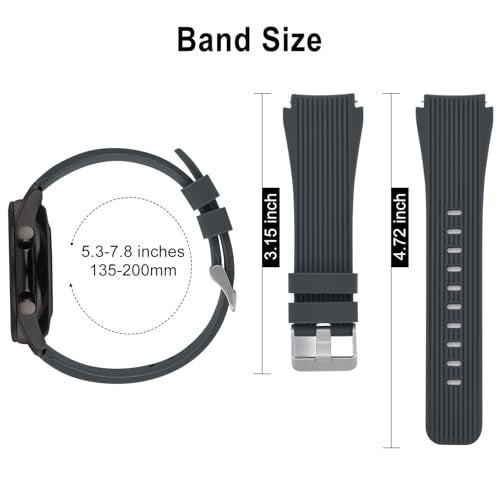 Tobfit 22mm Soft Vertical Grain Watch Strap Compatible for Amazfit GTR 2/2e/3/3 Pro/4, Replacement Silicone Strap for Amazfit Bip 5 (WATCH NOT INCLUDED)-Dark Grey - Image 4
