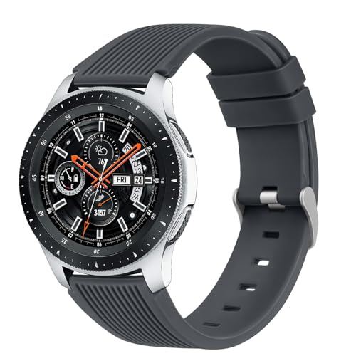 Tobfit 22mm Soft Vertical Grain Watch Strap Compatible for Amazfit GTR 2/2e/3/3 Pro/4, Replacement Silicone Strap for Amazfit Bip 5 (WATCH NOT INCLUDED)-Dark Grey - Image 1