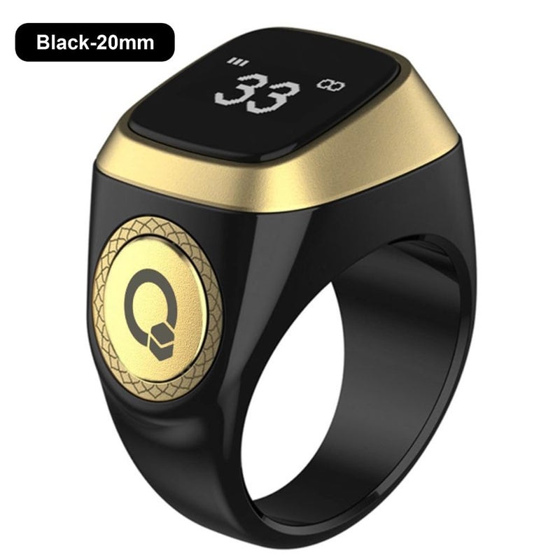 TBSoon Prayer Smart Ring, Lucky Ring, Watch Ring, Smart Tasbih Beads Ring, Prayer Counters,5 Prayer Time Azan Reminder Alarm Clocks,Prayer Direction Indicator Guide,Large Battery,OLED Display, 22 mm, Plastic - Image 2