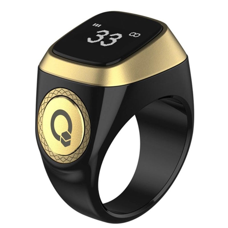 TBSoon Prayer Smart Ring, Lucky Ring, Watch Ring, Smart Tasbih Beads Ring, Prayer Counters,5 Prayer Time Azan Reminder Alarm Clocks,Prayer Direction Indicator Guide,Large Battery,OLED Display, 22 mm, Plastic - Image 1