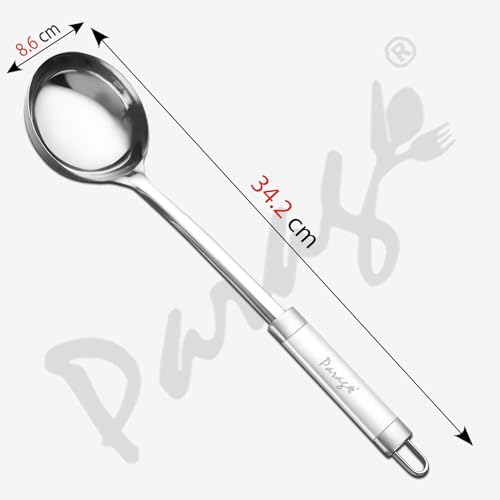 Parage 1 Pieces Stainless Steel Kitchen Tools for Home & Kitchen, Cooking and Serving, Ladle(Karchhi) for Serving/Cooking/Pouring All Types of Gravies/Dal/Curries, Silver, Size: 34.2 cms - Image 2