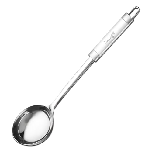 Parage 1 Pieces Stainless Steel Kitchen Tools for Home & Kitchen, Cooking and Serving, Ladle(Karchhi) for Serving/Cooking/Pouring All Types of Gravies/Dal/Curries, Silver, Size: 34.2 cms - Image 1
