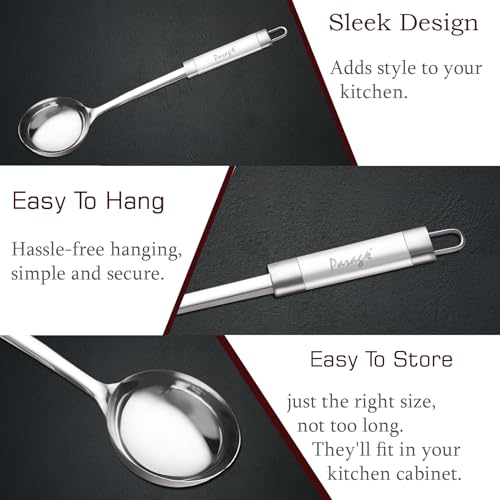 Parage 1 Pieces Stainless Steel Kitchen Tools for Home & Kitchen, Cooking and Serving, Ladle(Karchhi) for Serving/Cooking/Pouring All Types of Gravies/Dal/Curries, Silver, Size: 34.2 cms - Image 5