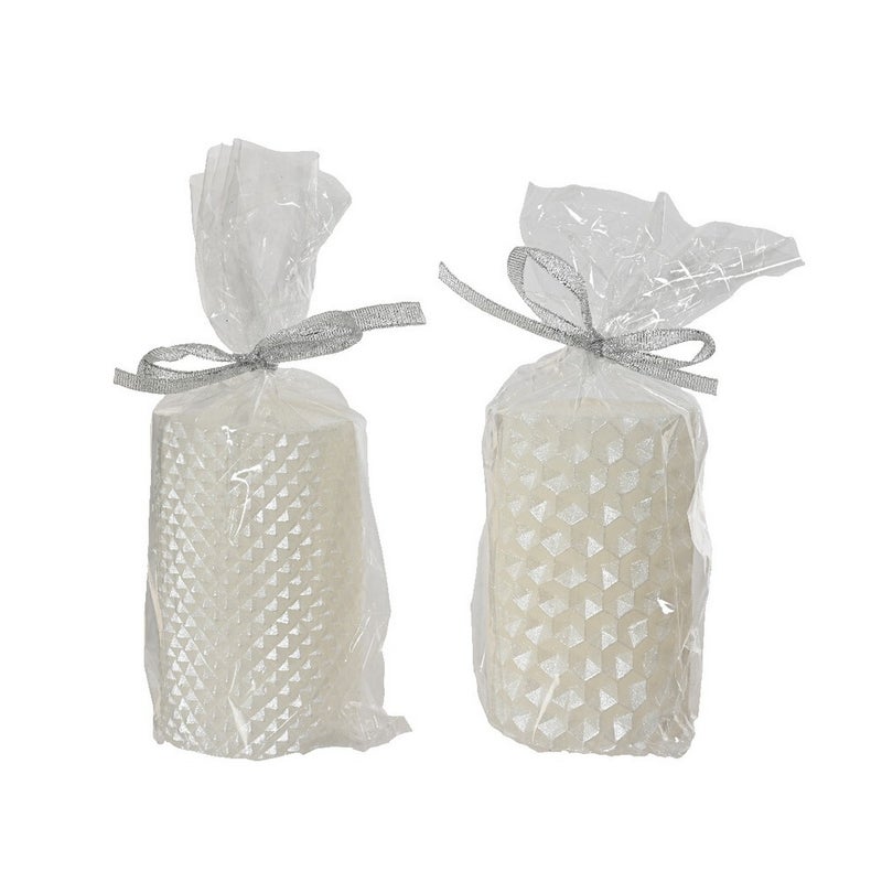 Kaemingk Metallic Winter White Paraffin Pillar Candle for Christmas Table & Holiday Decoration, Indoor Décor– 10cm, 1-Piece Assorted - Image 1