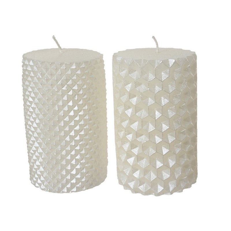Kaemingk Metallic Winter White Paraffin Pillar Candle for Christmas Table & Holiday Decoration, Indoor Décor– 10cm, 1-Piece Assorted - Image 2