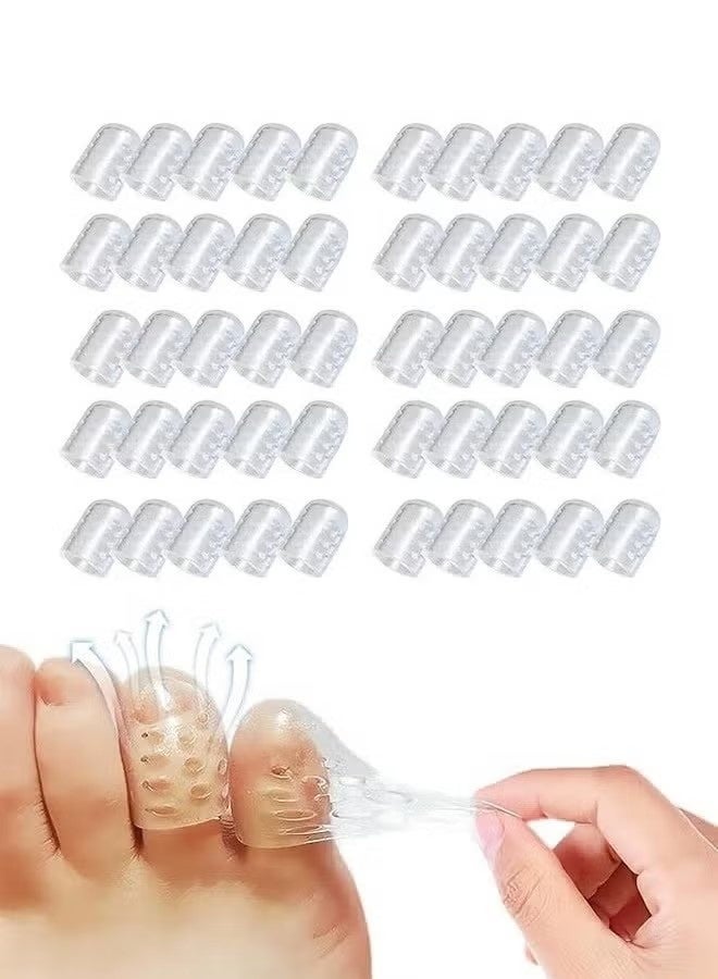 50Pcs Silicone Anti-Friction Toe Protector, Breathable Gel Toe Sleeves Toe Protectors, Little Toe Cover Used for Ingrown Toenails, Corns, Calluses, Blisters and Pain Relief, Transparent - Image 1