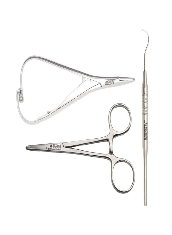 Artman Instruments Orthodontic Braces Removal & Color Changing Kit Professional 3 Piece Dental Tool Set with Elastic Placing Plier, Ligature Remover & Precision Artery Forceps - Image 1