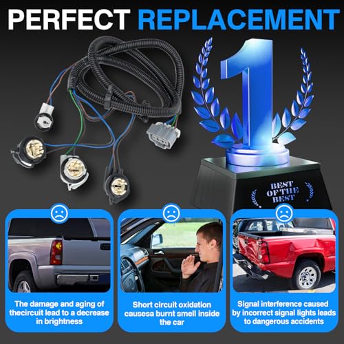 WEILEITE Left Driver Side Tail Light Direct Wiring Harness Kit Compatible with Chevy Silverado 1500 1500HD 2500HD 3500 2003-2007 Replace 16531401 - Image 2