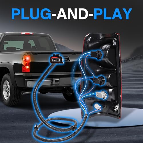 WEILEITE Left Driver Side Tail Light Direct Wiring Harness Kit Compatible with Chevy Silverado 1500 1500HD 2500HD 3500 2003-2007 Replace 16531401 - Image 4