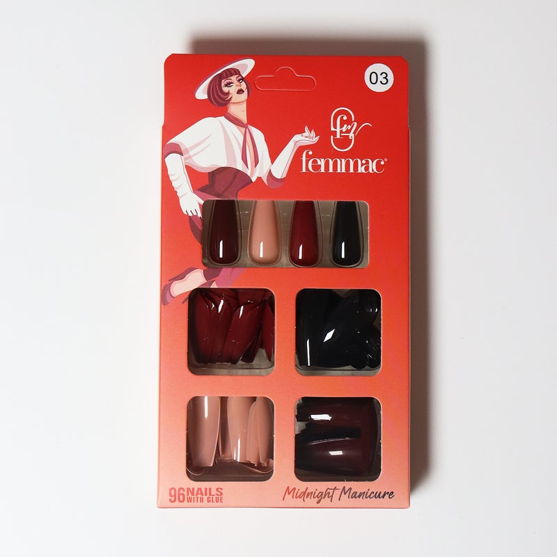 Midnight Manicure Press-On False Nails – Reusable, Lightweight, Salon Finish, 03 Cliff