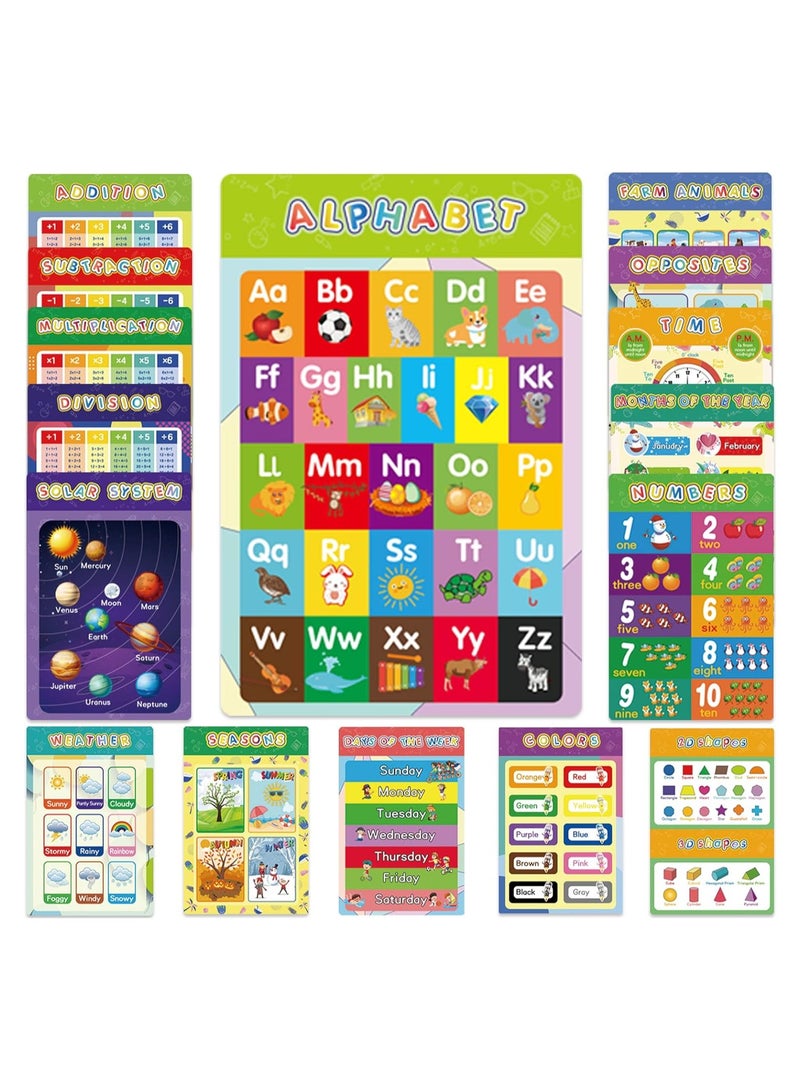 Generic 16 Pcs Preschool Educational Poster Sheet Set Toddler Kids Wall Chart  - Image 1