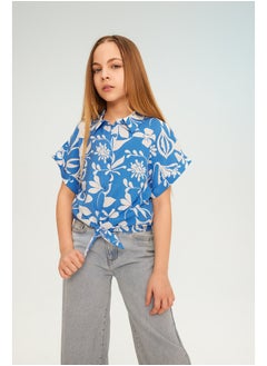 DeFacto Girl Cropped Fit Woven Short Sleeve Shirt  - Image 1