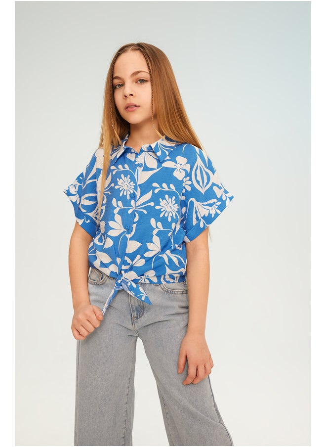 DeFacto - Girl Cropped Fit Woven Short Sleeve Shirt - Image 1
