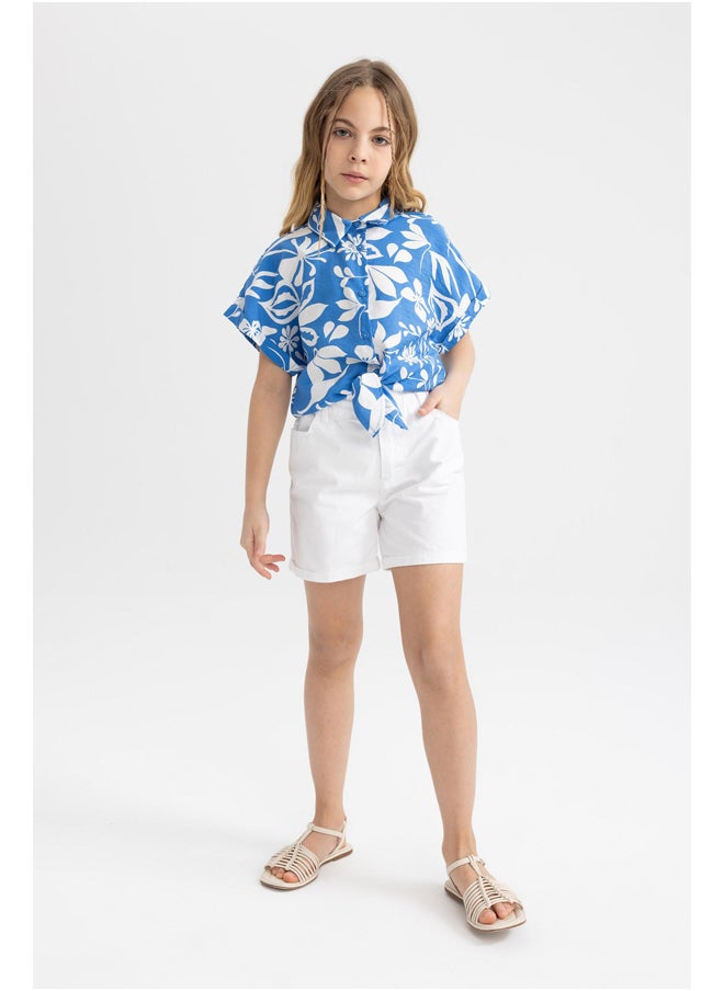 DeFacto - Girl Cropped Fit Woven Short Sleeve Shirt - Image 1