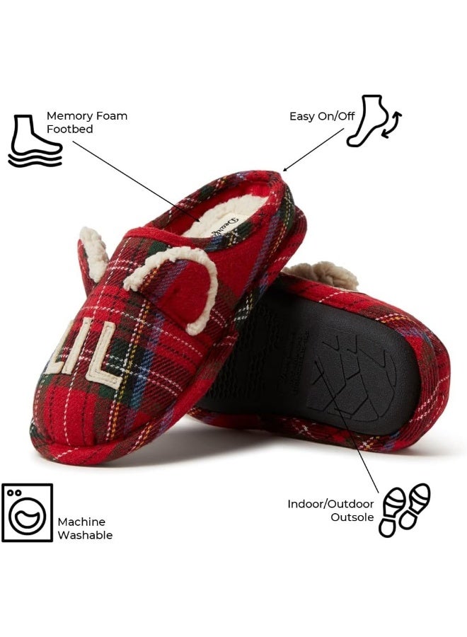 Dearfoams Unisex Slipper, Lil Bear Tartan Plaid, 4-5 US Big Kid - Image 4