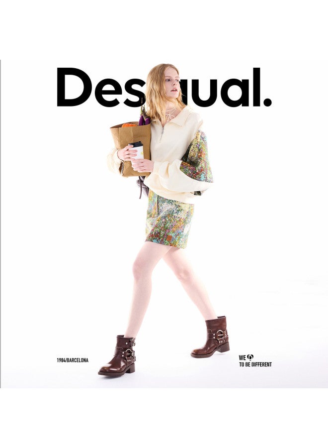 DESIGUAL 25 هوديي نسائي جديد من الجاكار بتصميم باتش وورك بياقة واقفة لخريف/شتاء - Image 3