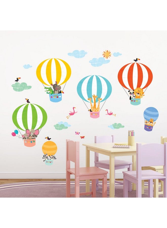DECOWALL DWL-2010 Animals in Hot Air Balloons Wall Stickers Wall Decals Peel and Stick Removable Wall Stickers for Kids Nursery Bedroom Living Room d?cor - Image 3