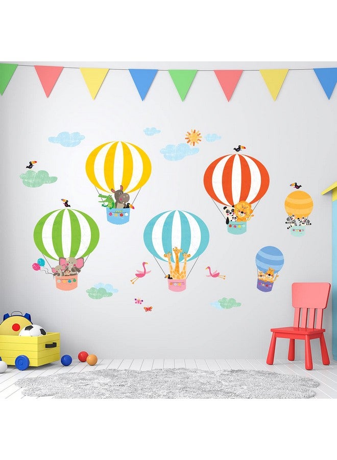 DECOWALL DWL-2010 Animals in Hot Air Balloons Wall Stickers Wall Decals Peel and Stick Removable Wall Stickers for Kids Nursery Bedroom Living Room d?cor - Image 2